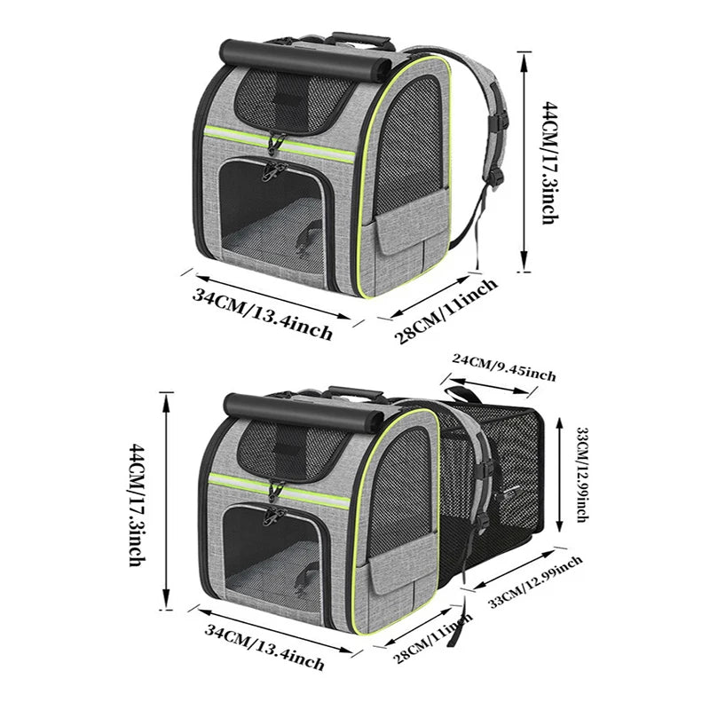 Erweiterbarer Katzenrucksack – Atmungsaktive Transporttasche mit Sonnenschutz & Netzfenstern für Reisen, Wandern & Camping