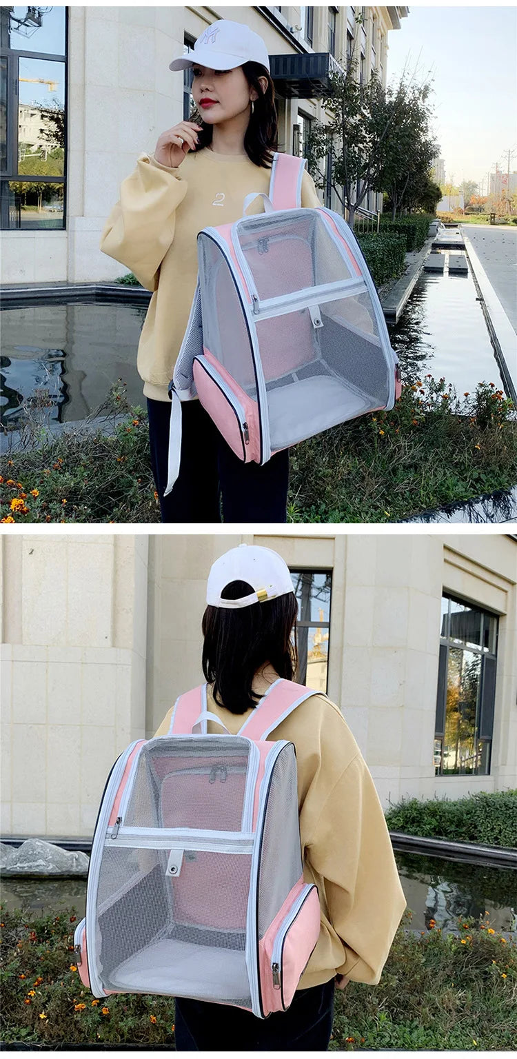 Faltbarer Haustier-Rucksack – Tragbare, atmungsaktive Transporttasche für Katzen & kleine Hunde