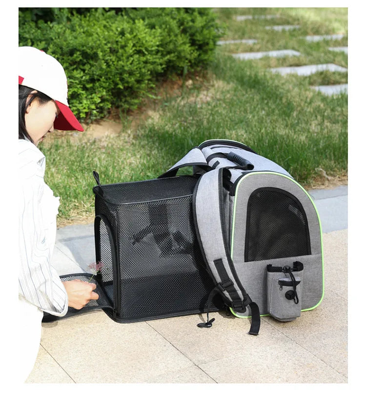Erweiterbarer Katzenrucksack – Atmungsaktive Transporttasche mit Sonnenschutz & Netzfenstern für Reisen, Wandern & Camping