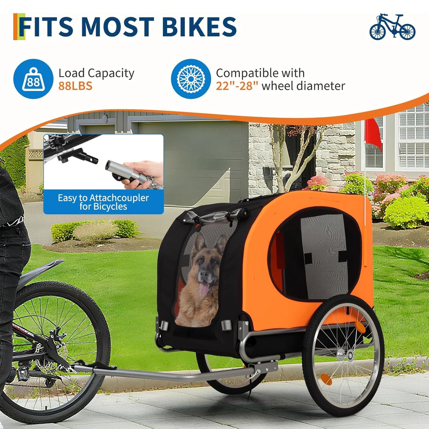 Hunde-Fahrradanhänger 2-in-1 – Fahrradanhänger & Buggy für Hunde