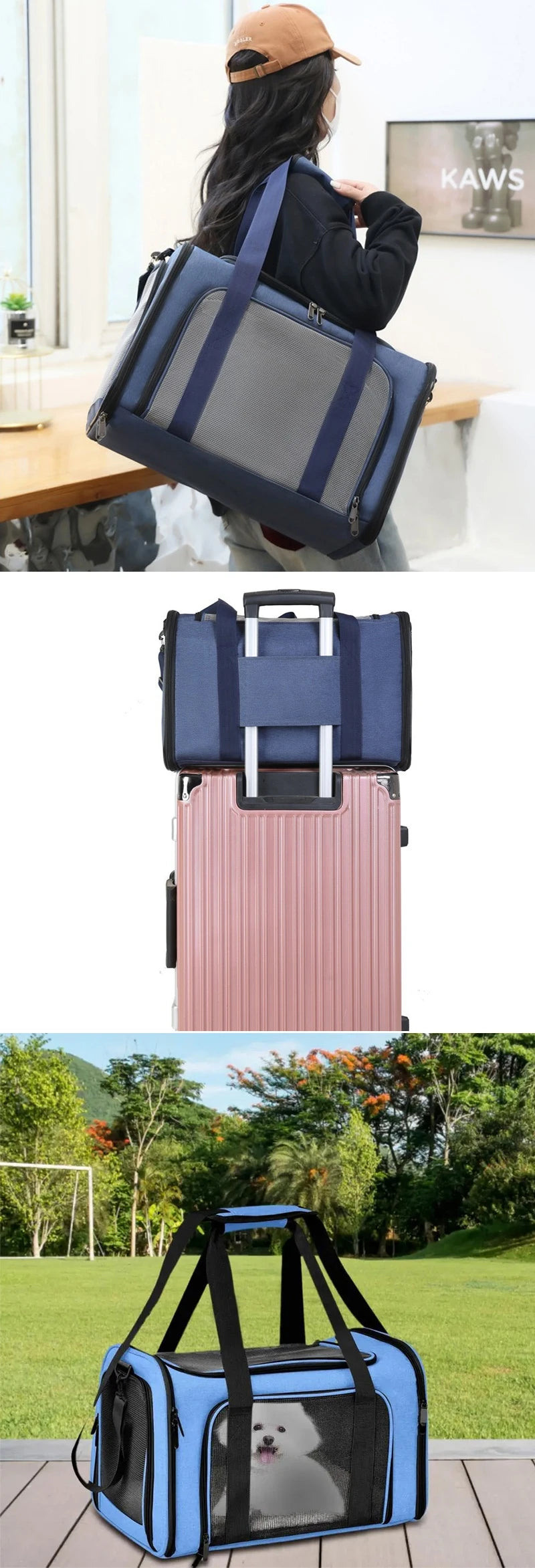 Faltbare Haustier-Tragetasche – Atmungsaktiver Rucksack & Handtasche für Katzen, Hunde