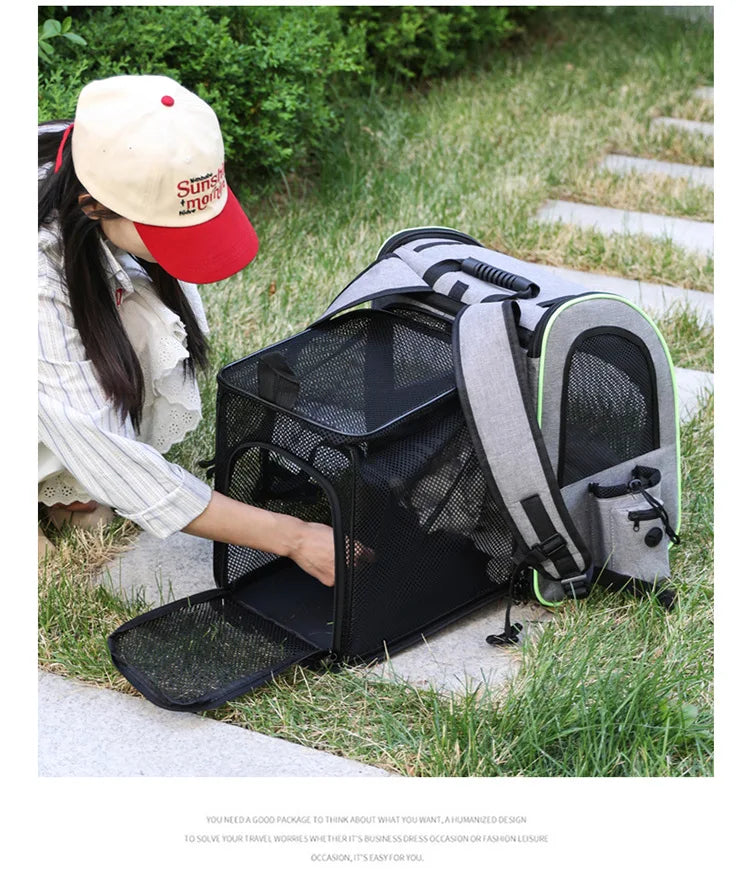 Erweiterbarer Katzenrucksack – Atmungsaktive Transporttasche mit Sonnenschutz & Netzfenstern für Reisen, Wandern & Camping