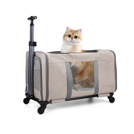Katzen-Transporttasche mit Rollen – Große Tragetasche für 2 Katzen mit Trolley-System & Sicherheitsgurten